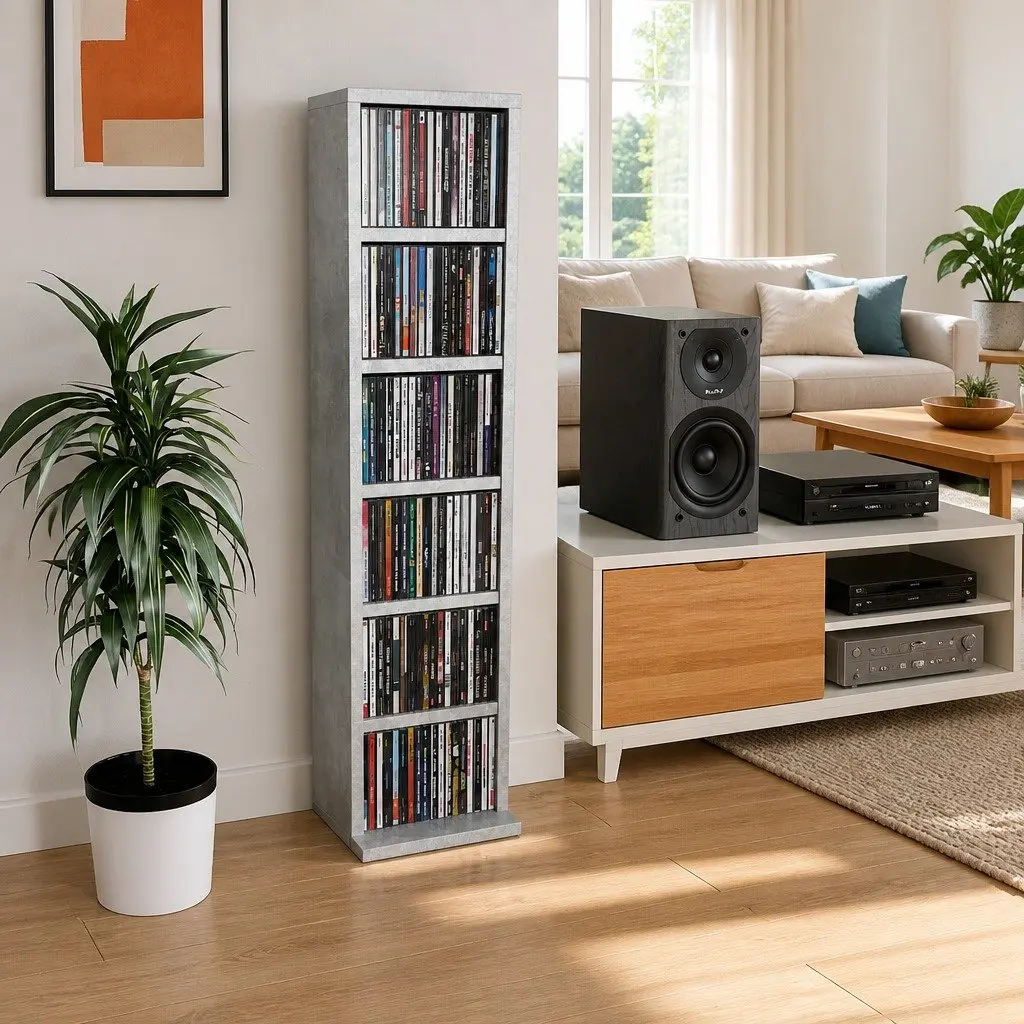 CD Storage Cabinet in Grey Concrete