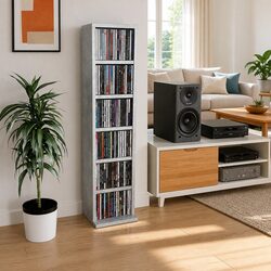 Practical CD Storage Cabinet in Grey Concrete