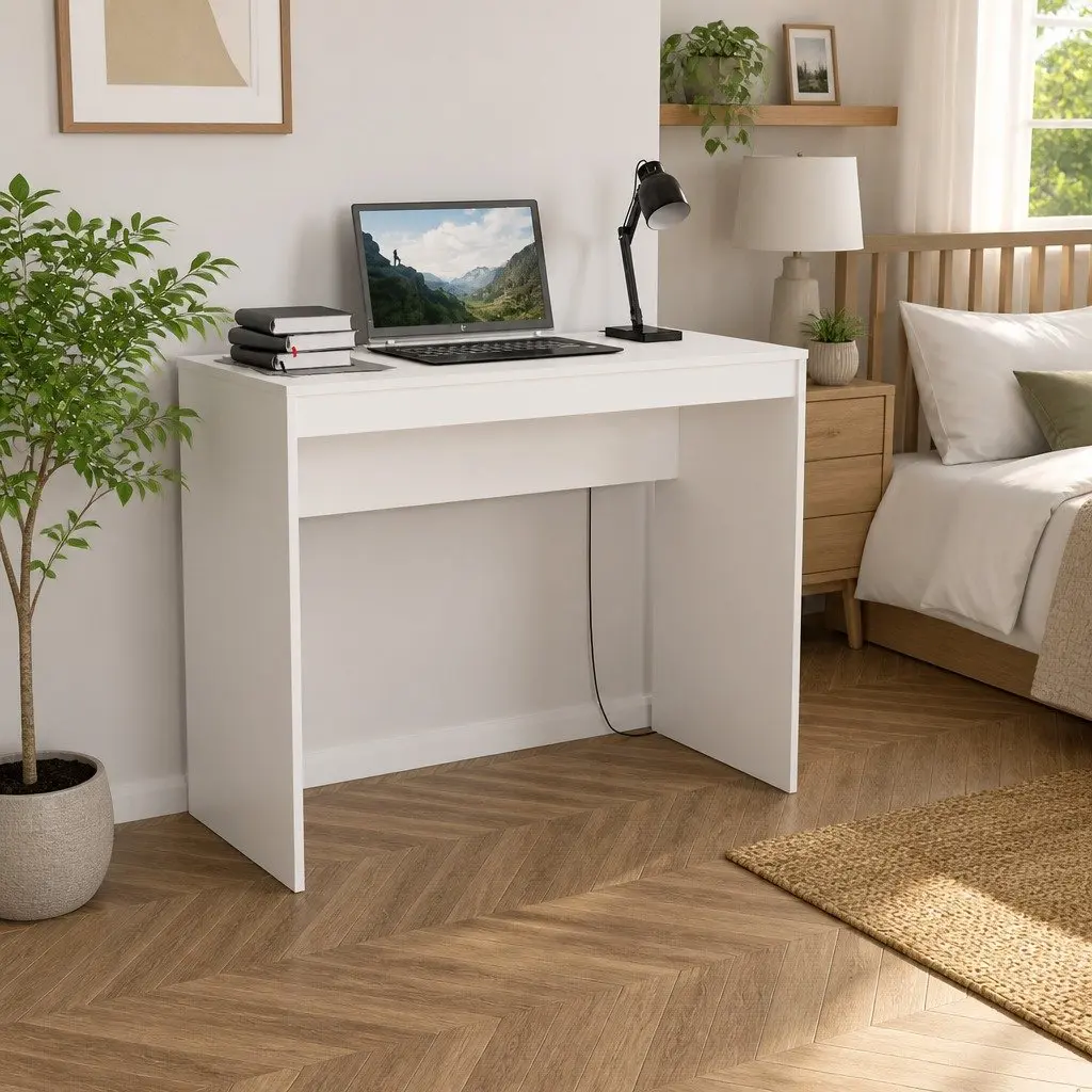 Computer Desk Writing Table 90x40cm White Engineered Wood Home Office Study