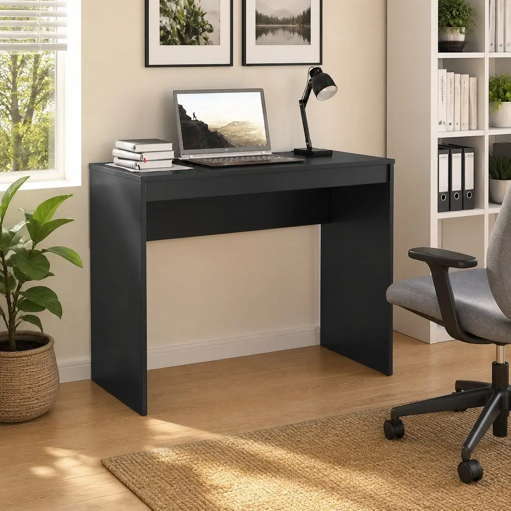 Black Engineered Wood Desk