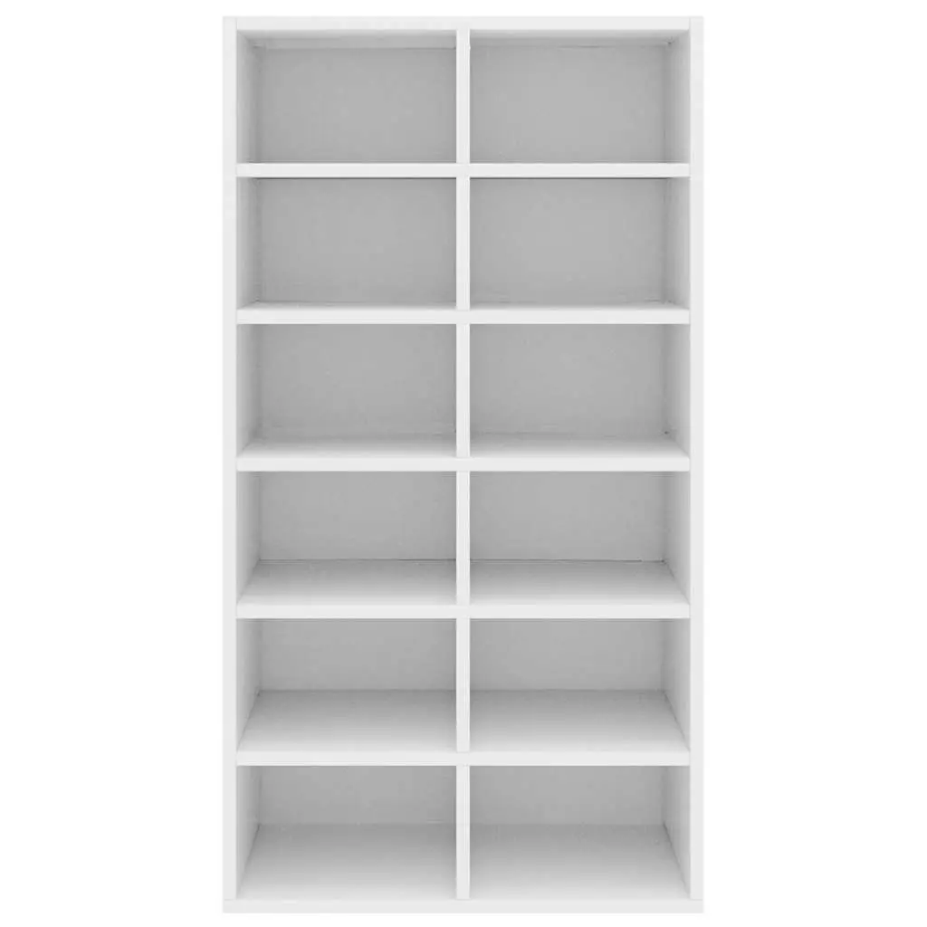 Shoe Rack Organiser Storage Unit 12 Compartment White Engineered Wood