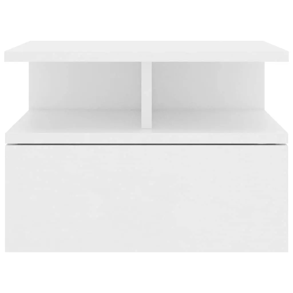Floating Nightstand Wall-Mounted Bedside Table White Storage Cabinet 2 Piece