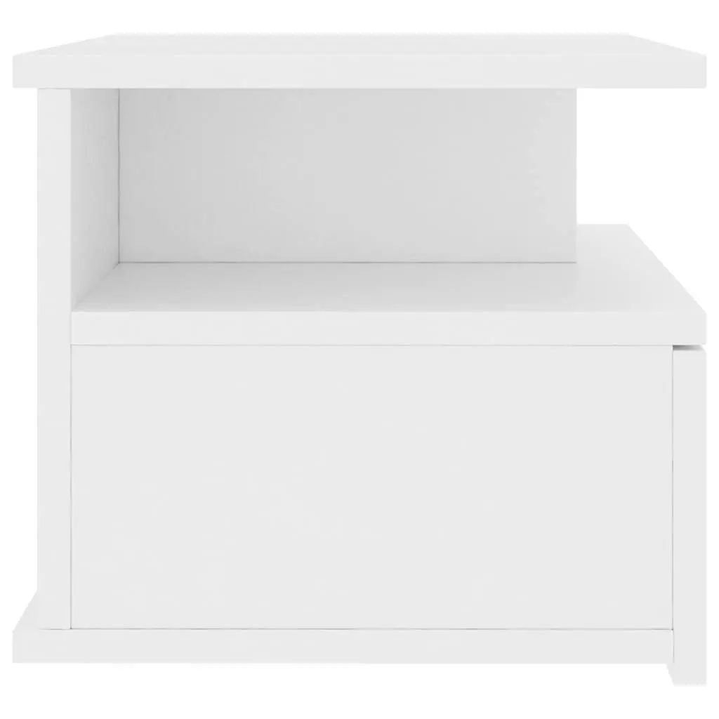 Floating Nightstand Wall-Mounted Bedside Table White Storage Cabinet 2 Piece