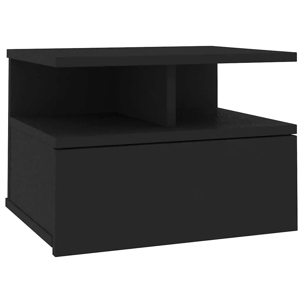 Floating Nightstand Wall-Mounted Bedside Table Black 40W x 31D x 27H cm