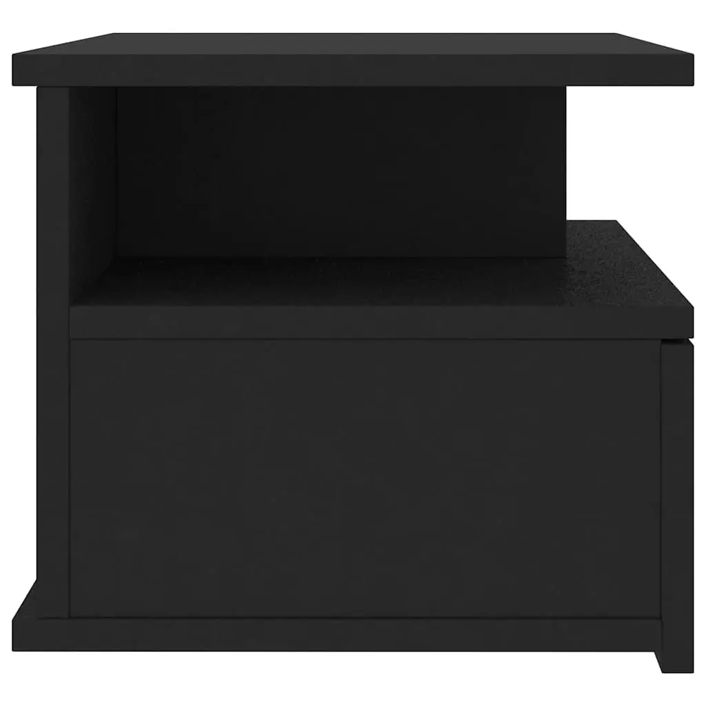 Floating Nightstand Wall-Mounted Bedside Table Black 40W x 31D x 27H cm