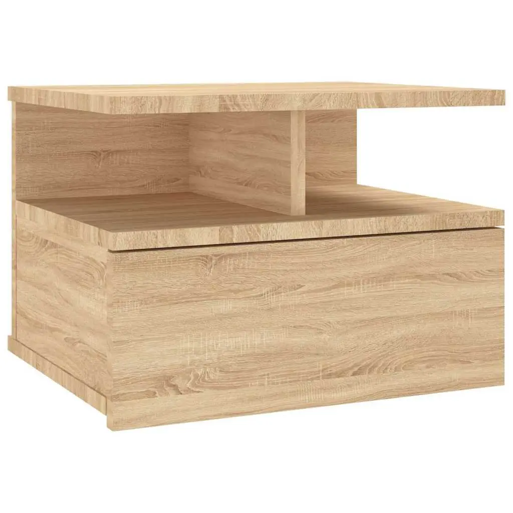 Floating Nightstand Wall-Mounted Storage Cabinet 40 x 31 x 27 cm Sonoma Oak Brown 2 Piece