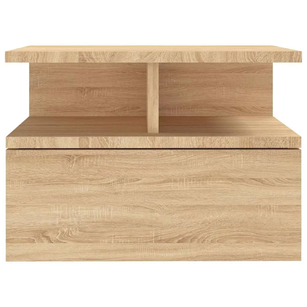 Floating Nightstand Wall-Mounted Storage Cabinet 40 x 31 x 27 cm Sonoma Oak Brown 2 Piece