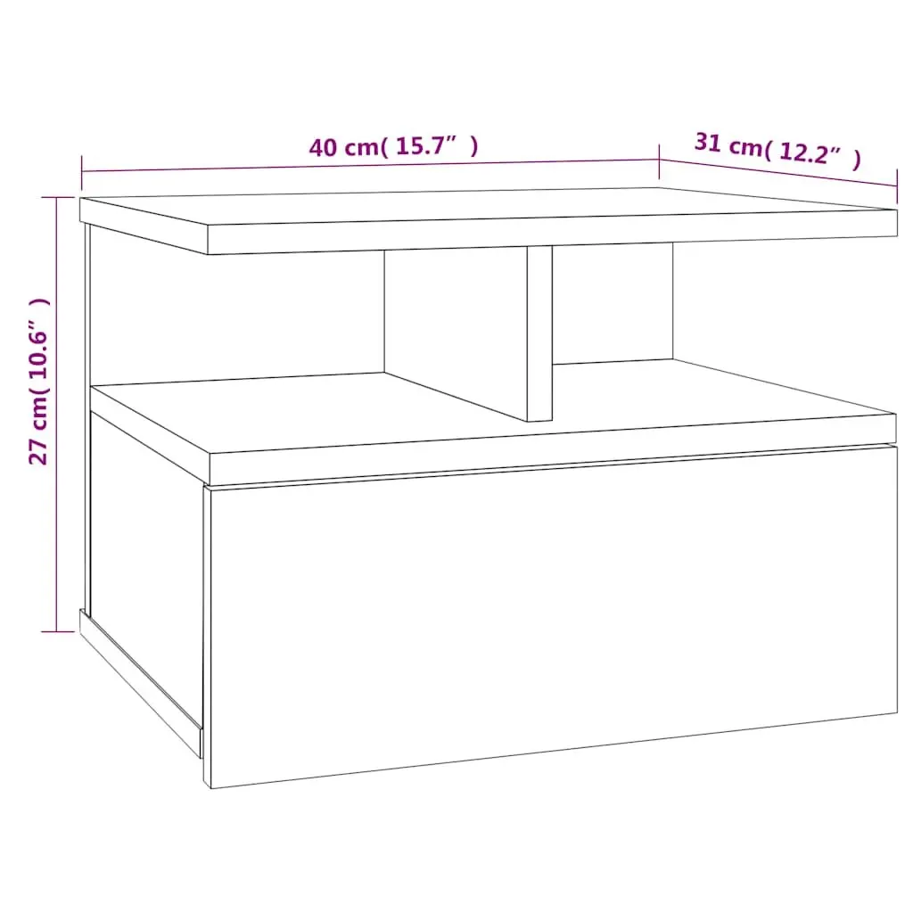 Floating Nightstand Wall-Mounted Storage Cabinet 40 x 31 x 27 cm Sonoma Oak Brown 2 Piece