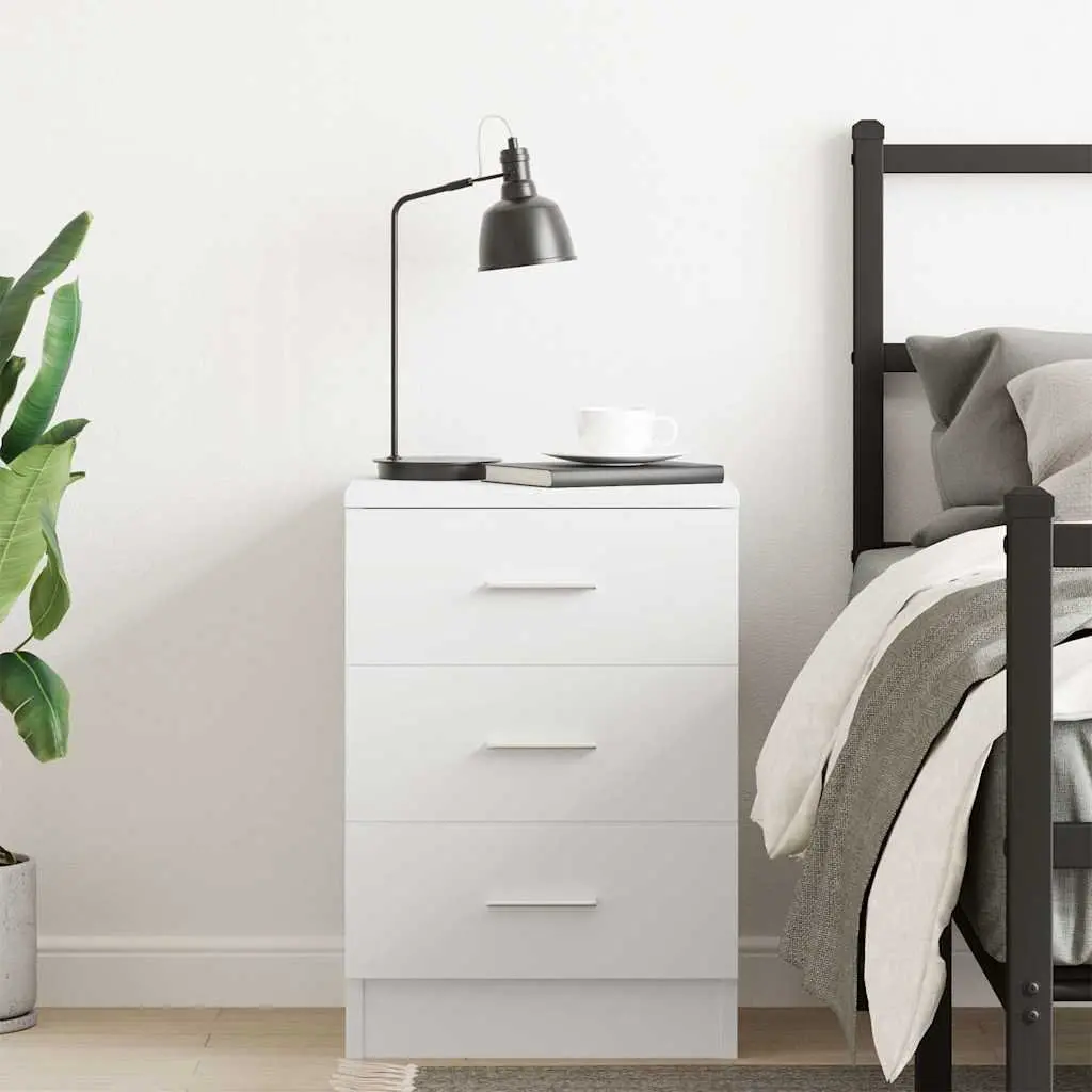 Bedside Cabinet White Nightstand 3 Drawer Storage Table Bedroom Living Room