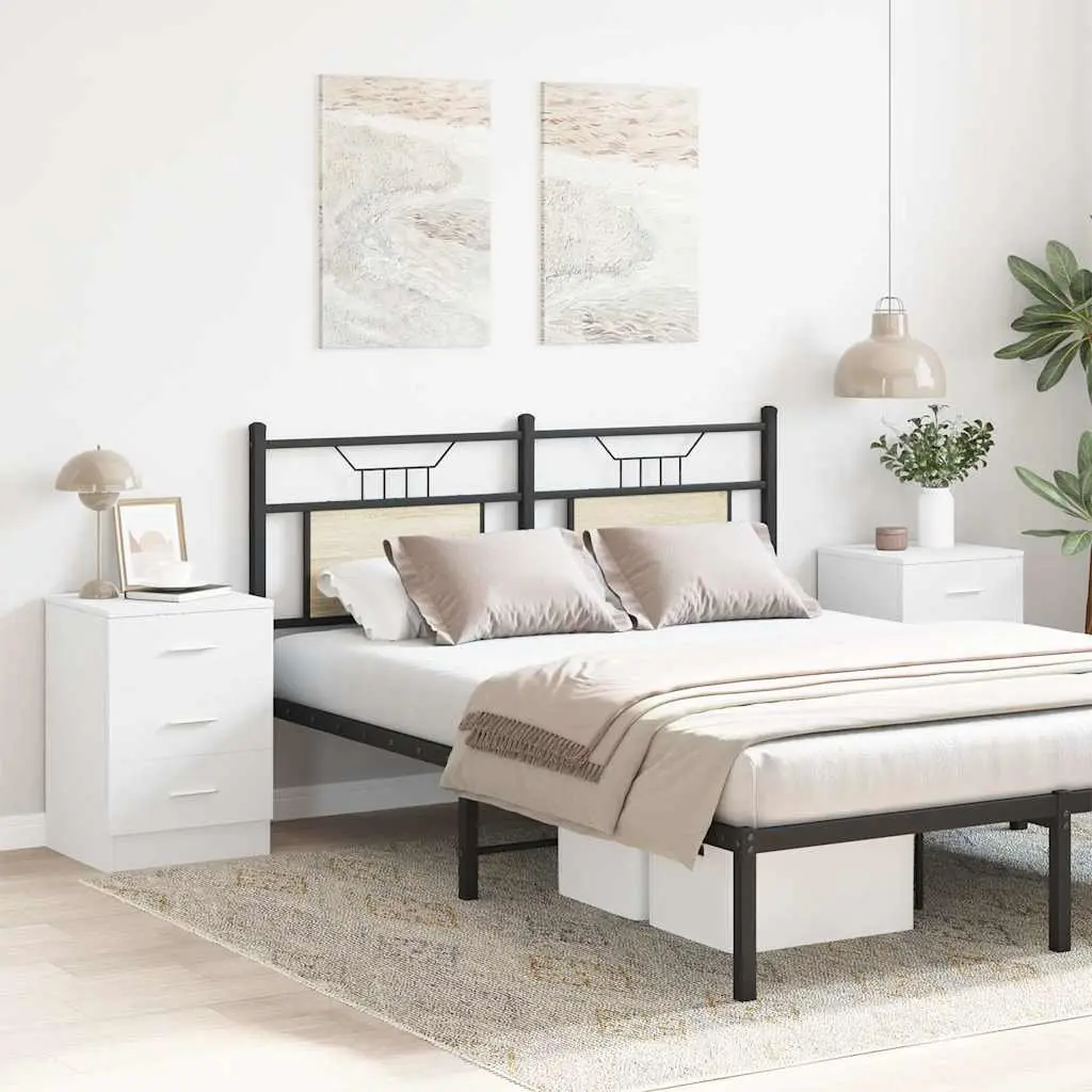 Bedside Cabinets Nightstand Storage Drawers 2 Piece White Engineered Wood