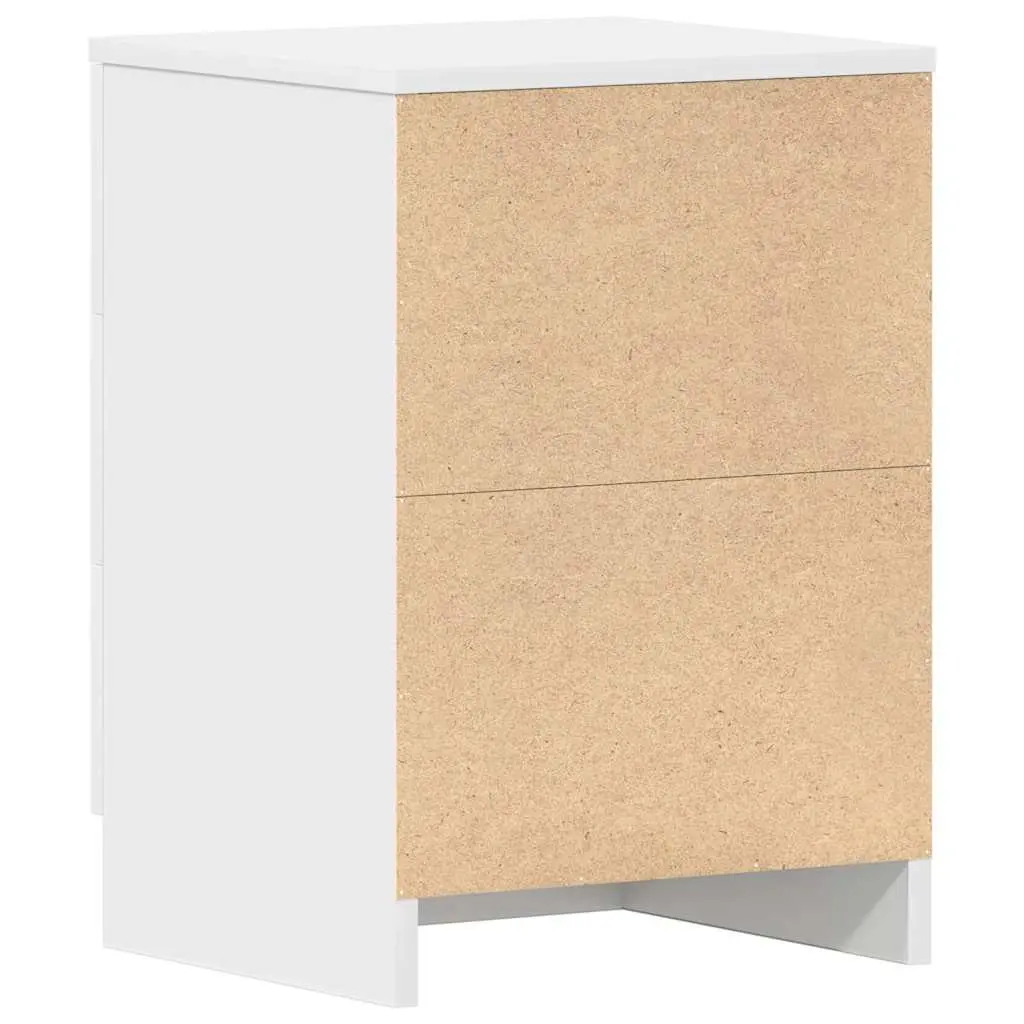 Bedside Cabinets Nightstand Storage Drawers 2 Piece White Engineered Wood