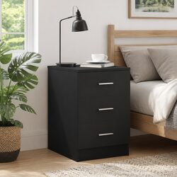 Black Bedside Cabinet with 3 Drawers: Practical & Reliable