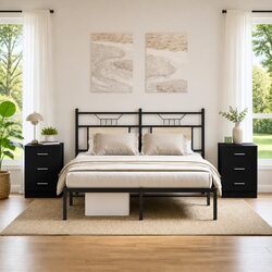 Reassuringly Practical Black Nightstands - Set of 2