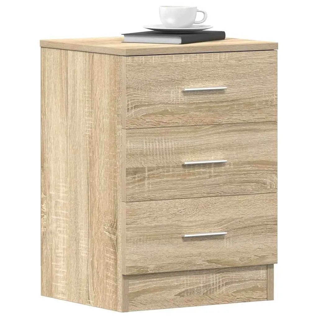 Bedside Tables Storage Cabinet 2 pcs Brown Engineered Wood Nightstand with Drawers