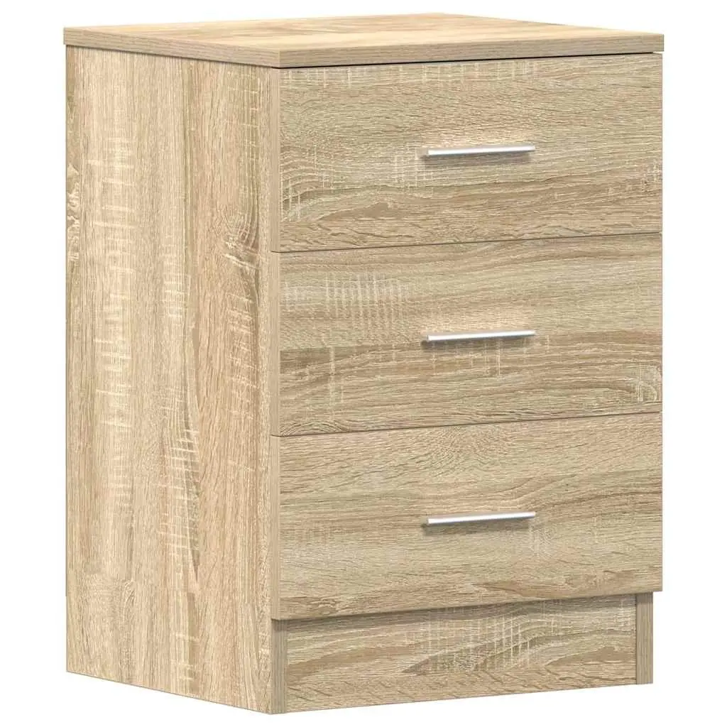 Bedside Tables Storage Cabinet 2 pcs Brown Engineered Wood Nightstand with Drawers