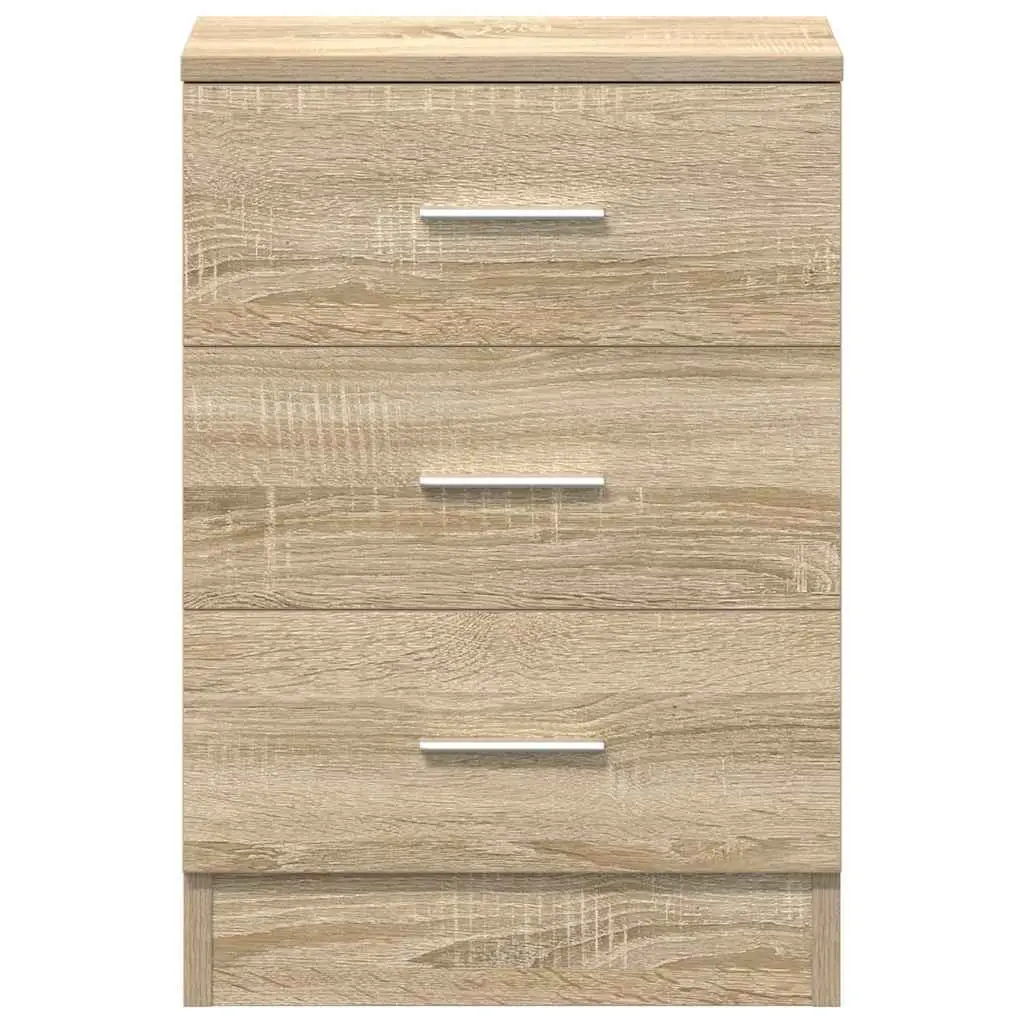 Bedside Tables Storage Cabinet 2 pcs Brown Engineered Wood Nightstand with Drawers