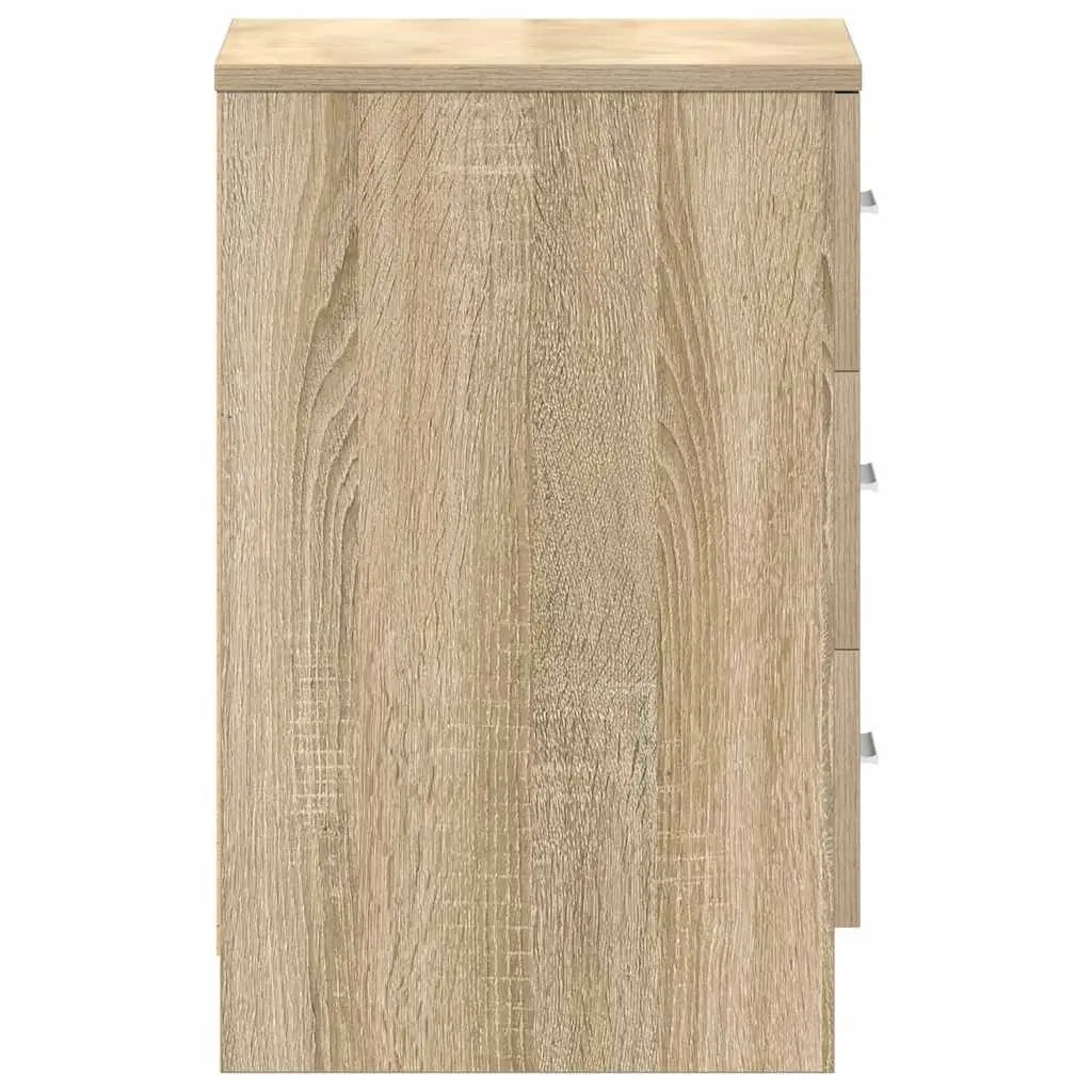 Bedside Tables Storage Cabinet 2 pcs Brown Engineered Wood Nightstand with Drawers