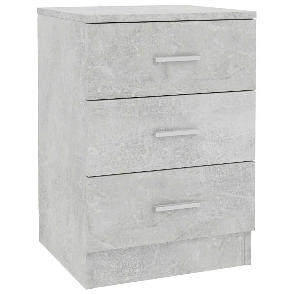 Bedside Cabinet Nightstand Storage Table 3 Drawers Concrete Grey