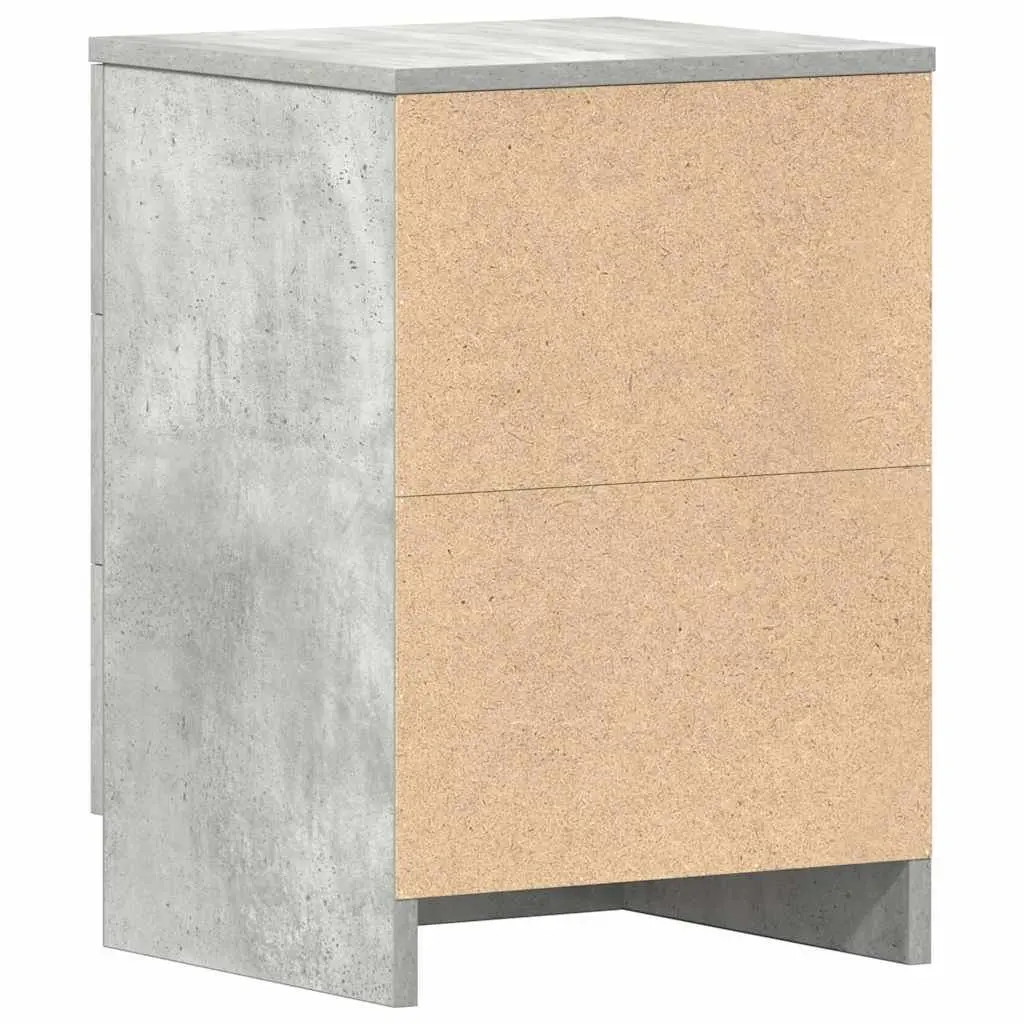 Bedside Cabinet Nightstand Storage Table 3 Drawers Concrete Grey