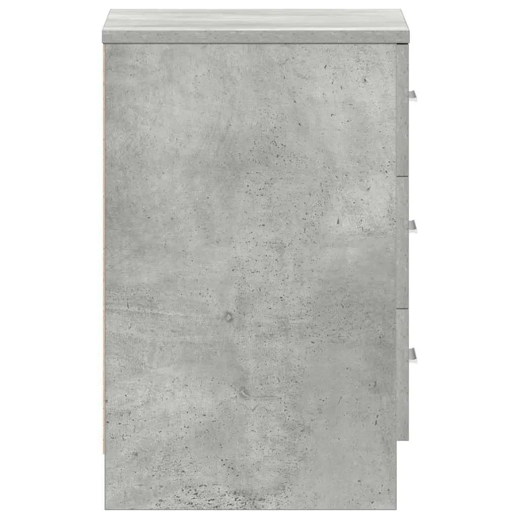 Bedside Cabinet Nightstand Storage Table 3 Drawers Concrete Grey