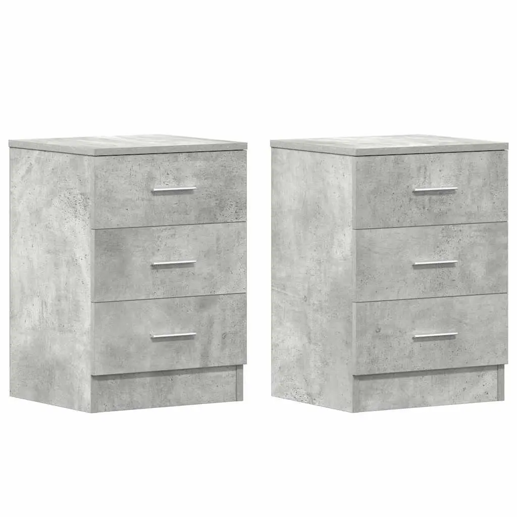 Grey Engineered Wood Nightstand with Storage