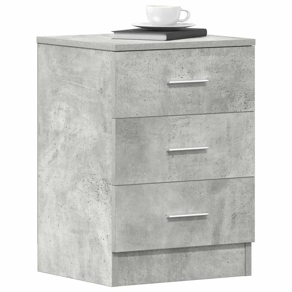Grey Engineered Wood Nightstand with Storage