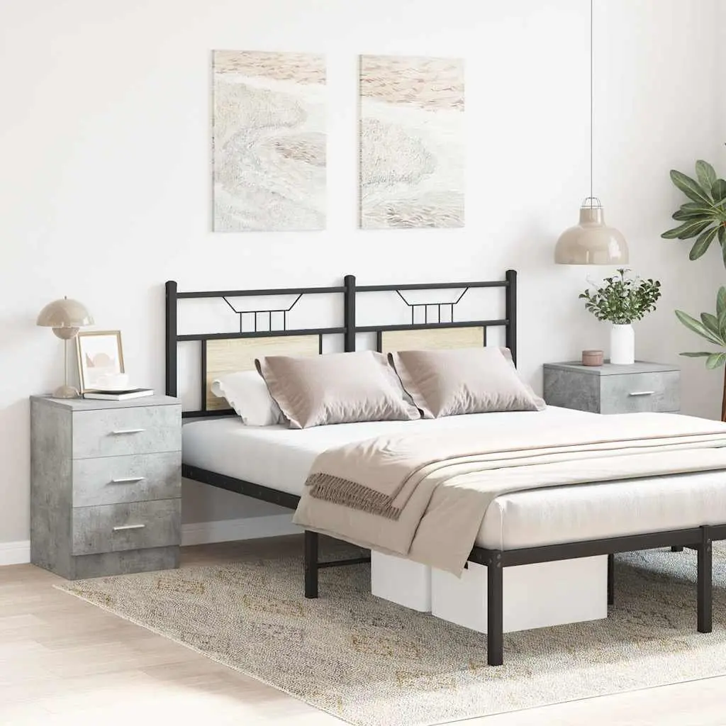 Grey Engineered Wood Nightstand with Storage