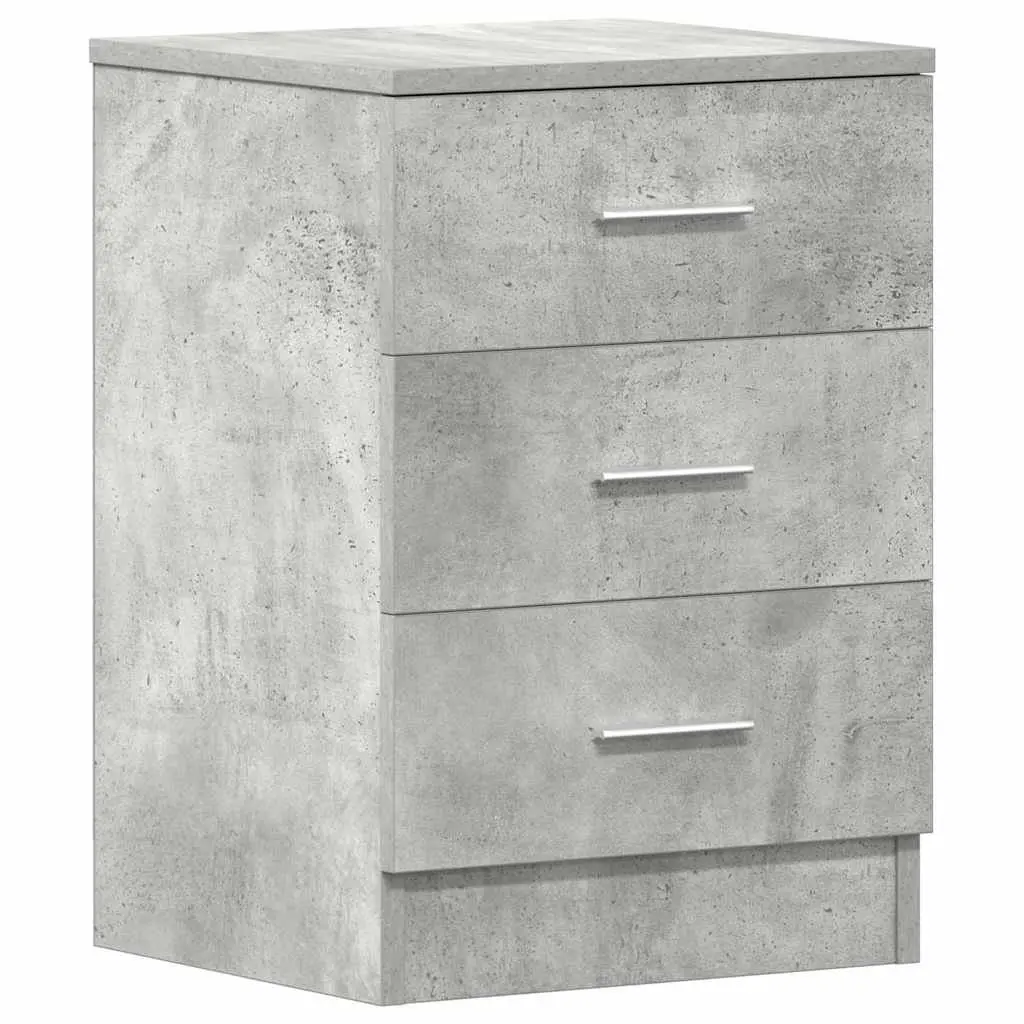Grey Engineered Wood Nightstand with Storage