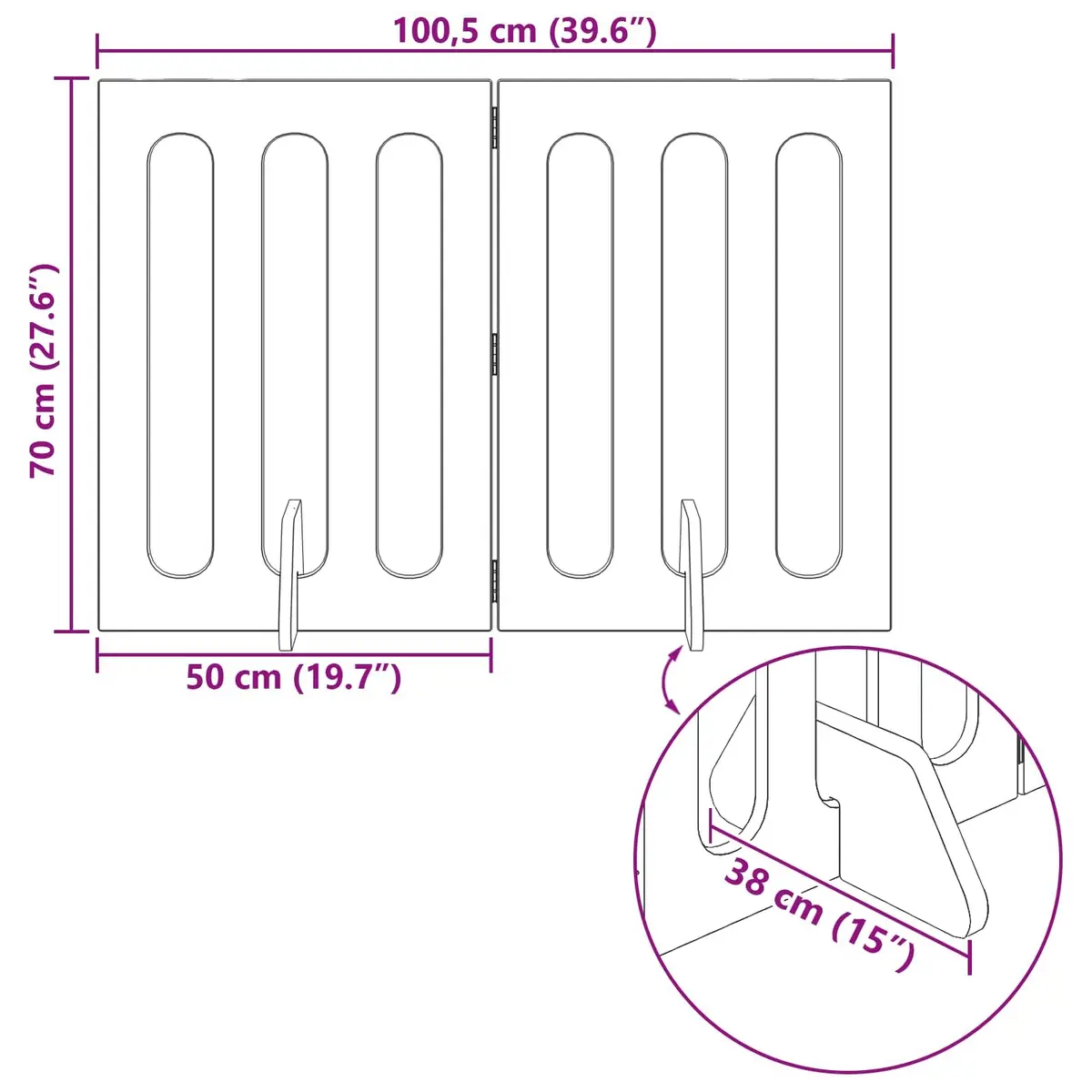 Folding Pet Fence Indoor Dog Barrier 2 Piece Foldable Panel Gate Brown