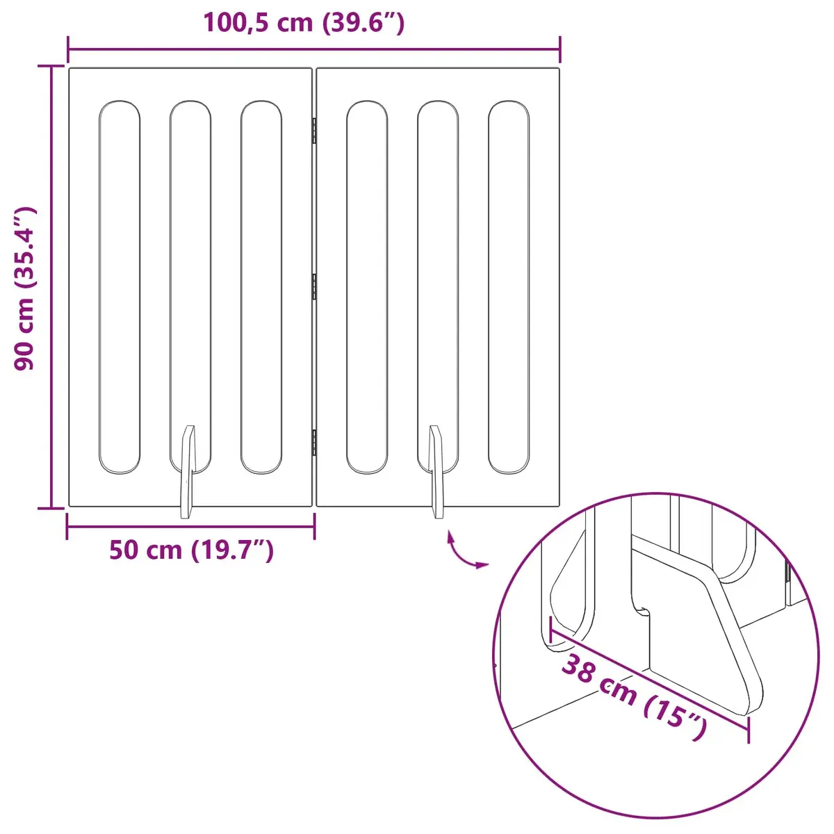 Folding Pet Fence Indoor Dog Barrier Panel 100.5 x 38 x 90 cm White 2 Piece