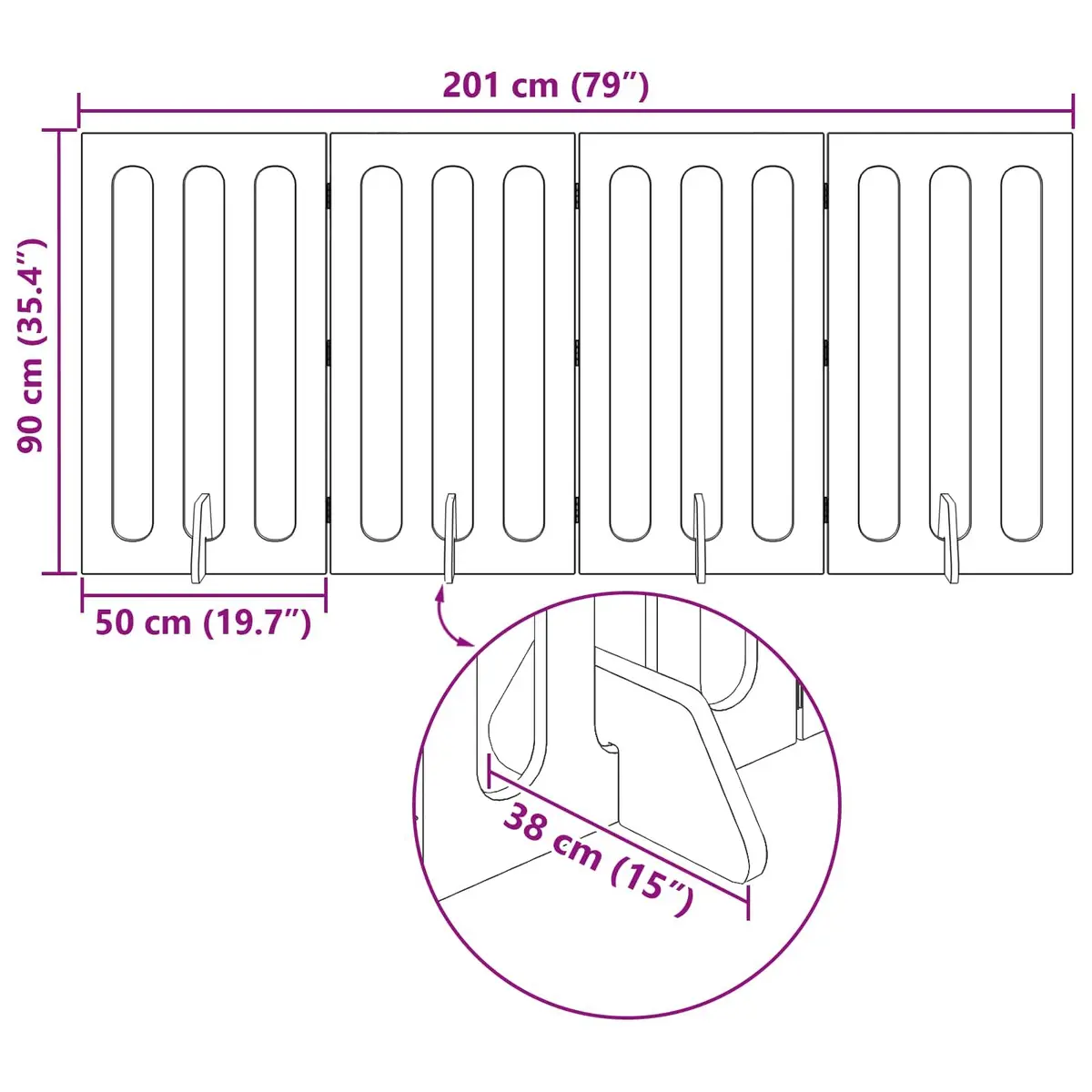 Folding Pet Fence Indoor Dog Barrier 4 Panels White Room Divider