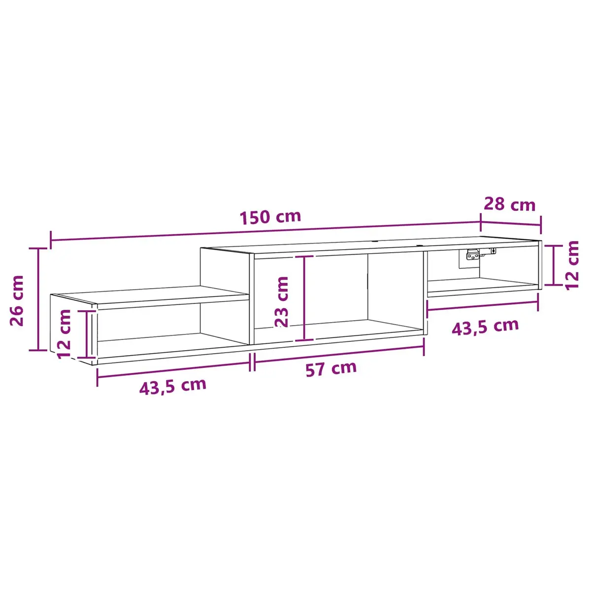 Wall-Mounted TV Cabinet Modern Storage Unit 150cm White