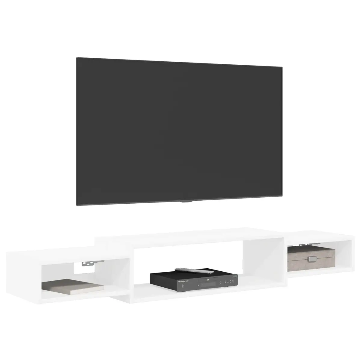 Wall-Mounted TV Cabinet Open Storage Unit 140x28x21cm White