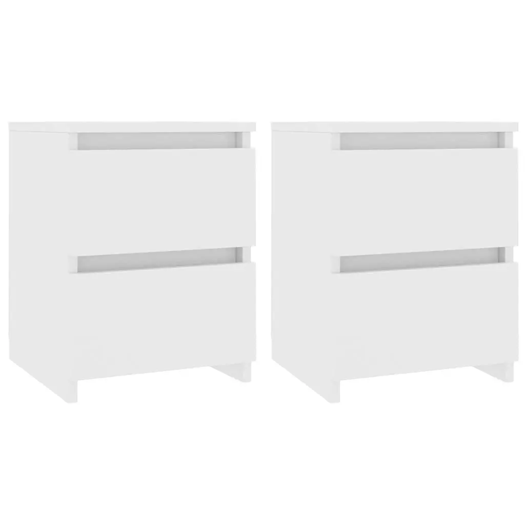 White Bedside Cabinets 2 pcs Storage Unit Compact Side Table Bedroom Furniture