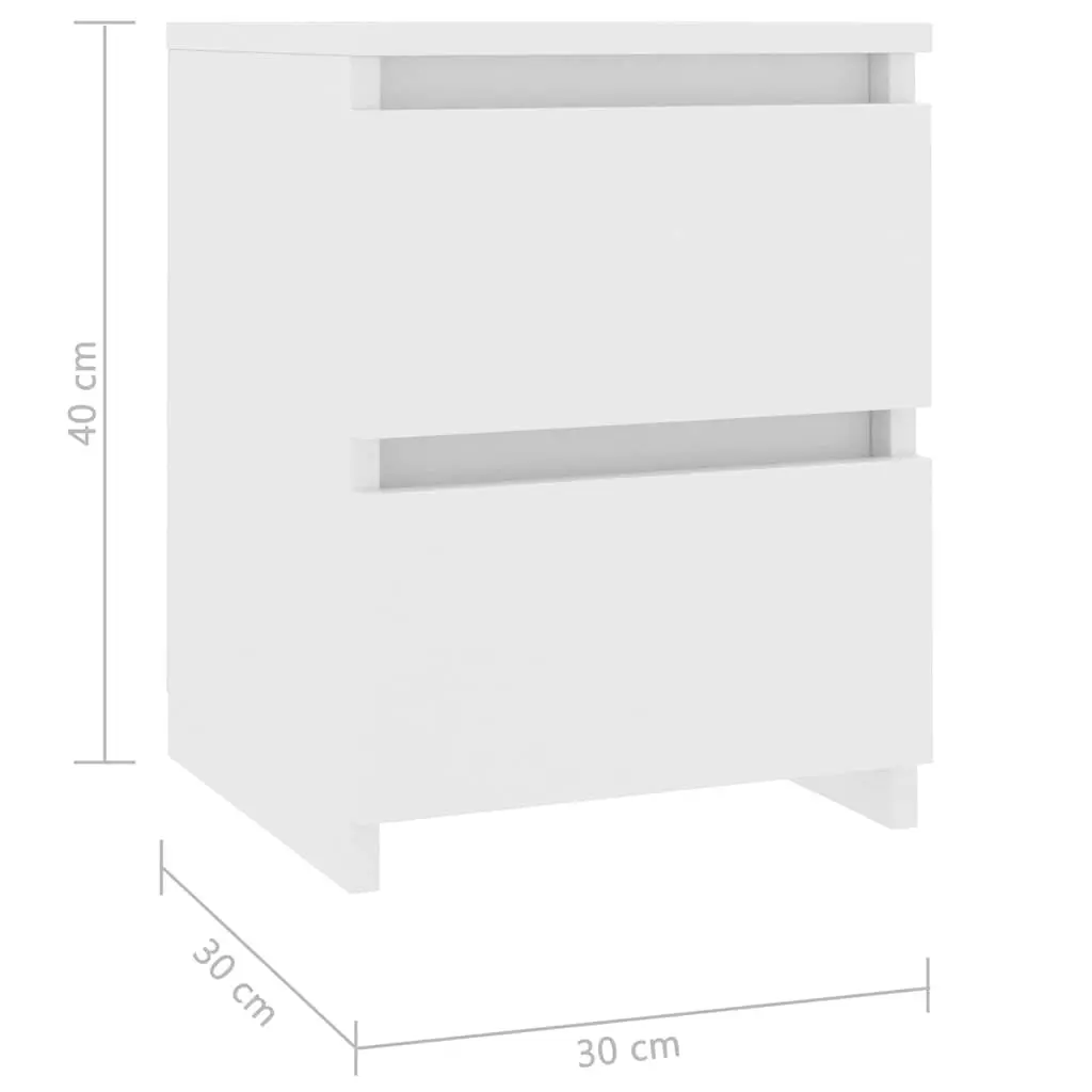 White Bedside Cabinets 2 pcs Storage Unit Compact Side Table Bedroom Furniture
