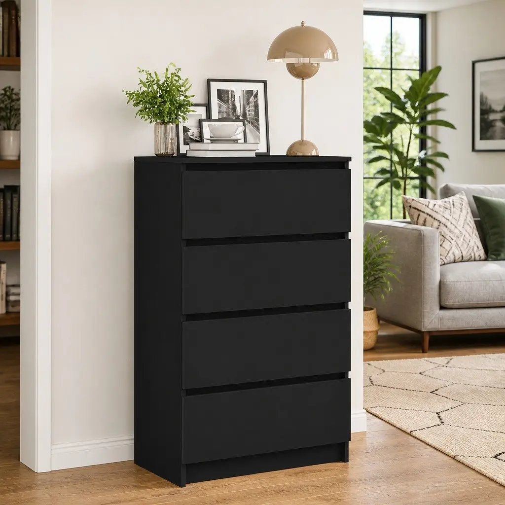 Black Sideboard Storage Cabinet Modern Living Room Furniture 60x35x98.5cm