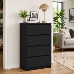 Black Sideboard Storage with Four Drawers 60x35x98.5cm