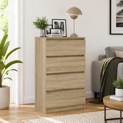 Welcoming Brown Sideboard Storage Cabinet with 4 Drawers