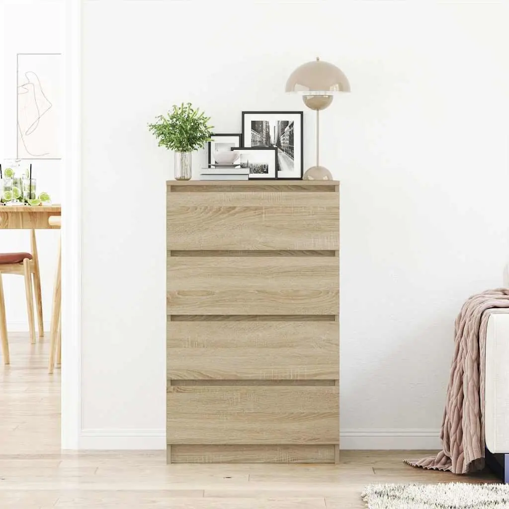 Sideboard Storage Cabinet 4 Drawers Brown Engineered Wood