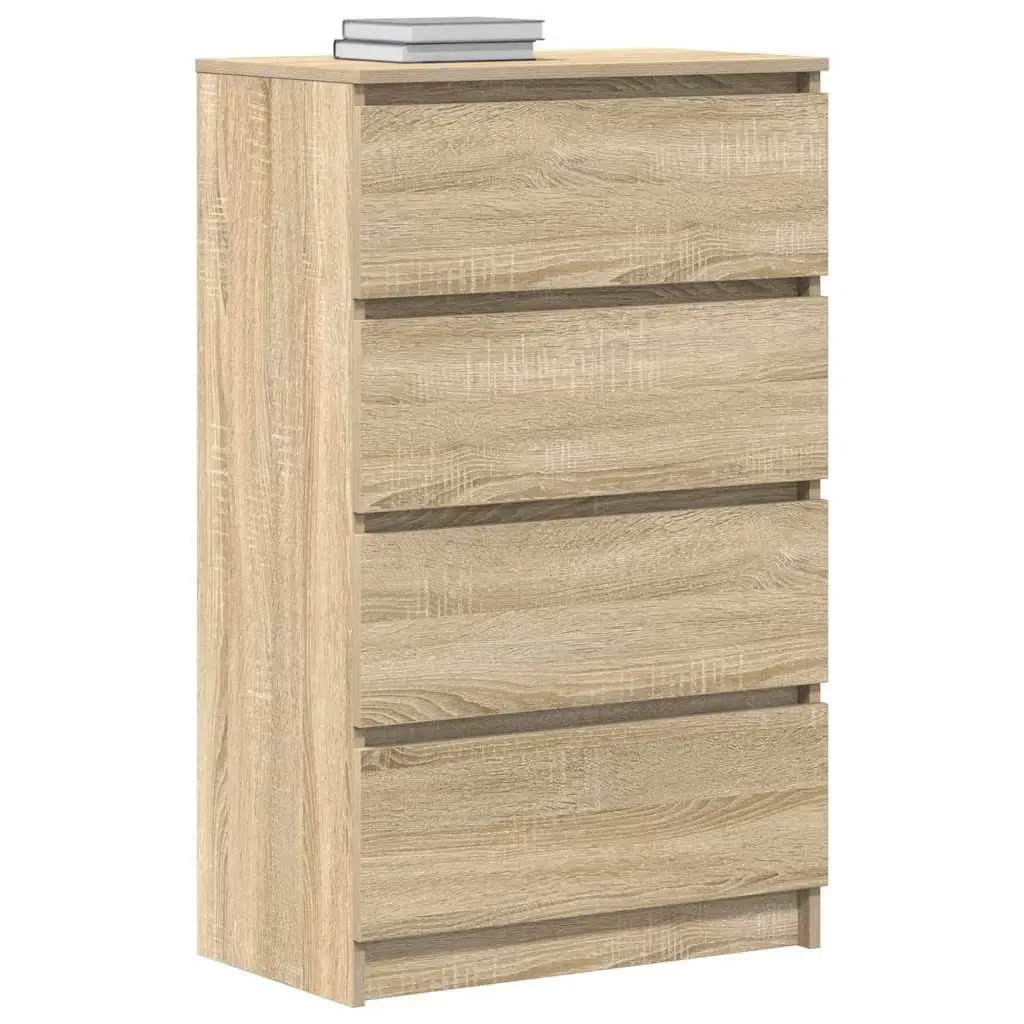 Sideboard Storage Cabinet 4 Drawers Brown Engineered Wood