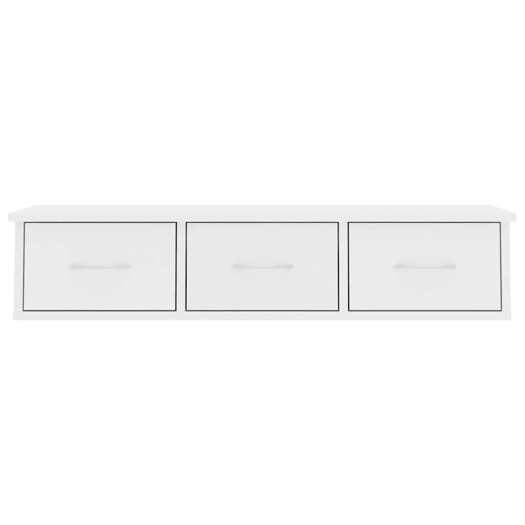 Wall-mounted Shelf White Floating Storage Cabinet 3 Drawers