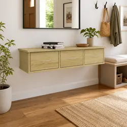 Versatile Wall-Mounted Drawer Shelf in Brown Finish