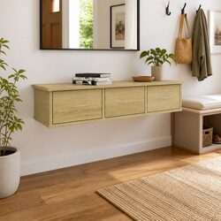 Versatile Wall-Mounted Drawer Shelf in Brown Finish