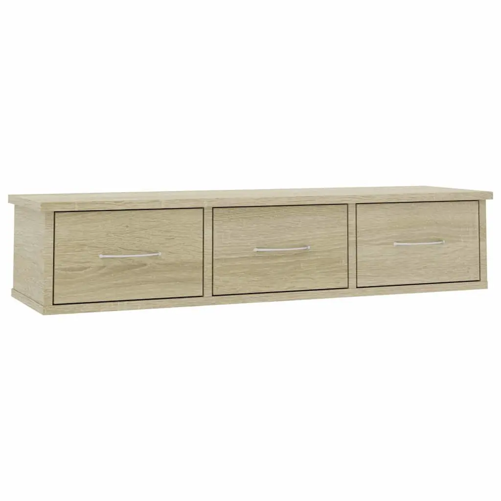 Wall-Mounted Drawer Shelf in Brown Finish