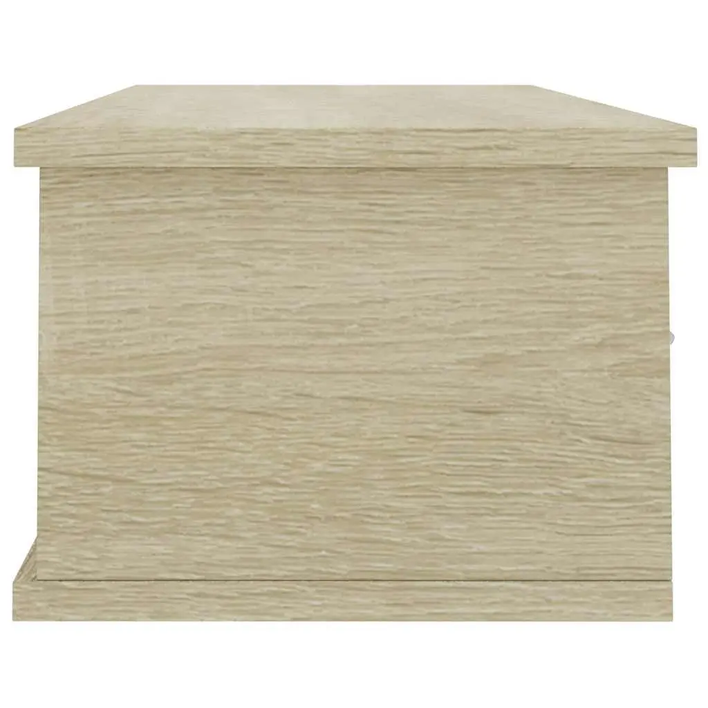 Wall-Mounted Drawer Shelf in Brown Finish