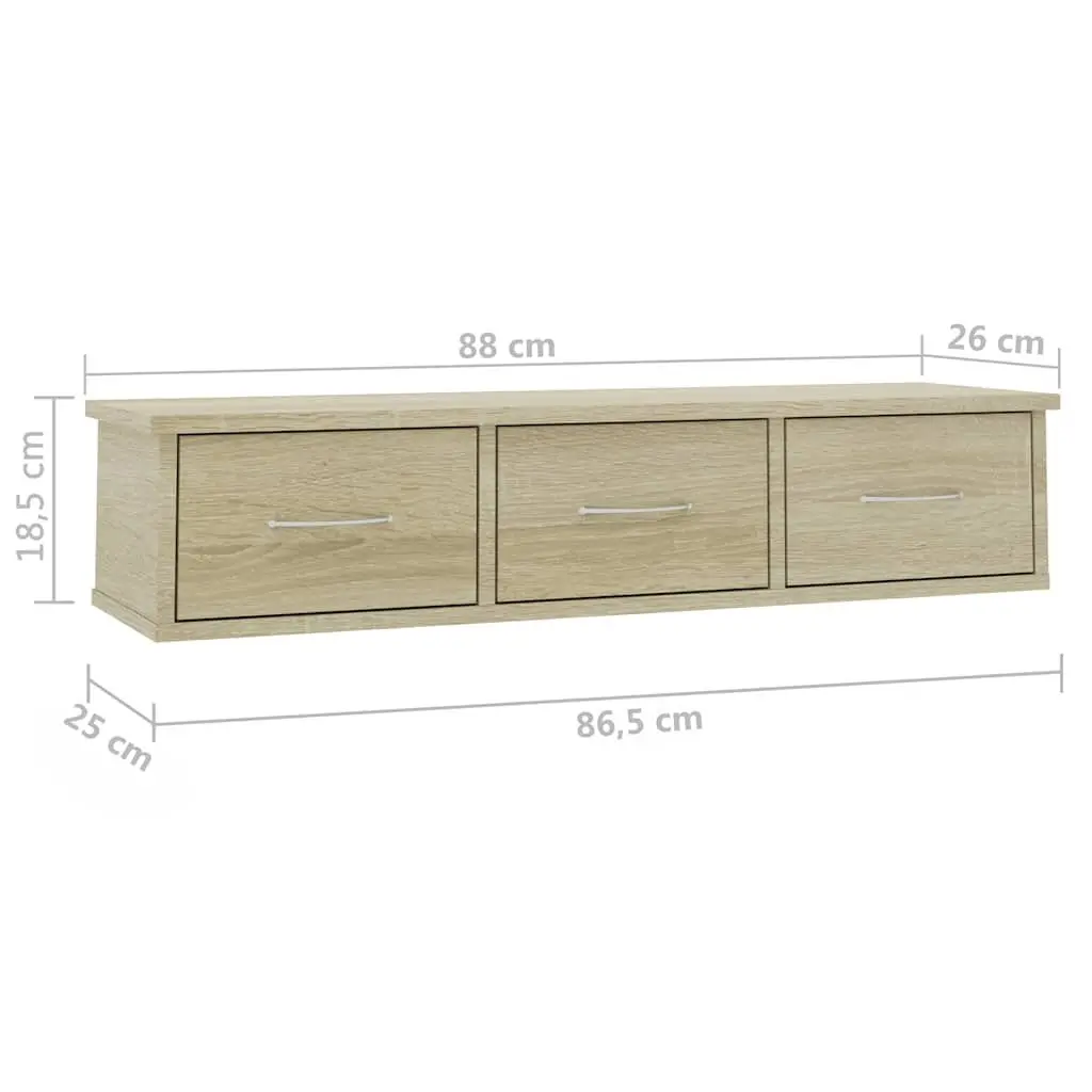 Wall-Mounted Drawer Shelf in Brown Finish