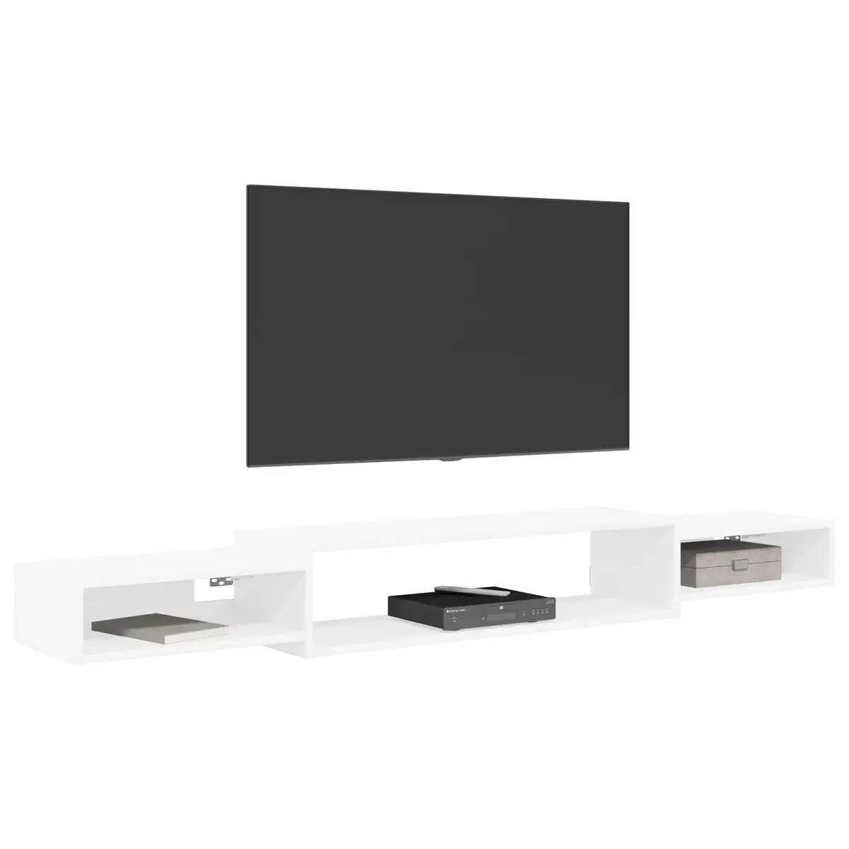 Wall-Mounted TV Cabinet Open Storage 180 x 28 x 21 cm White Shelving Unit