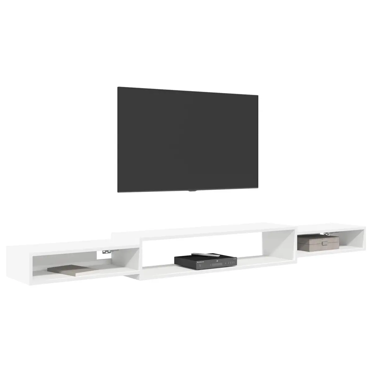 Wall-Mounted TV Cabinet Open Storage Shelf Unit 220x28x21cm White
