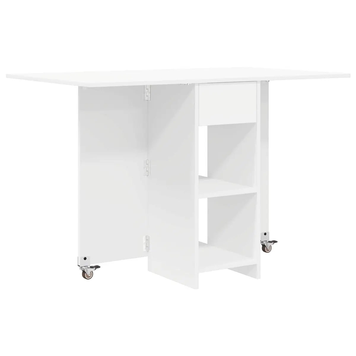 White Dining Table with Storage Shelves