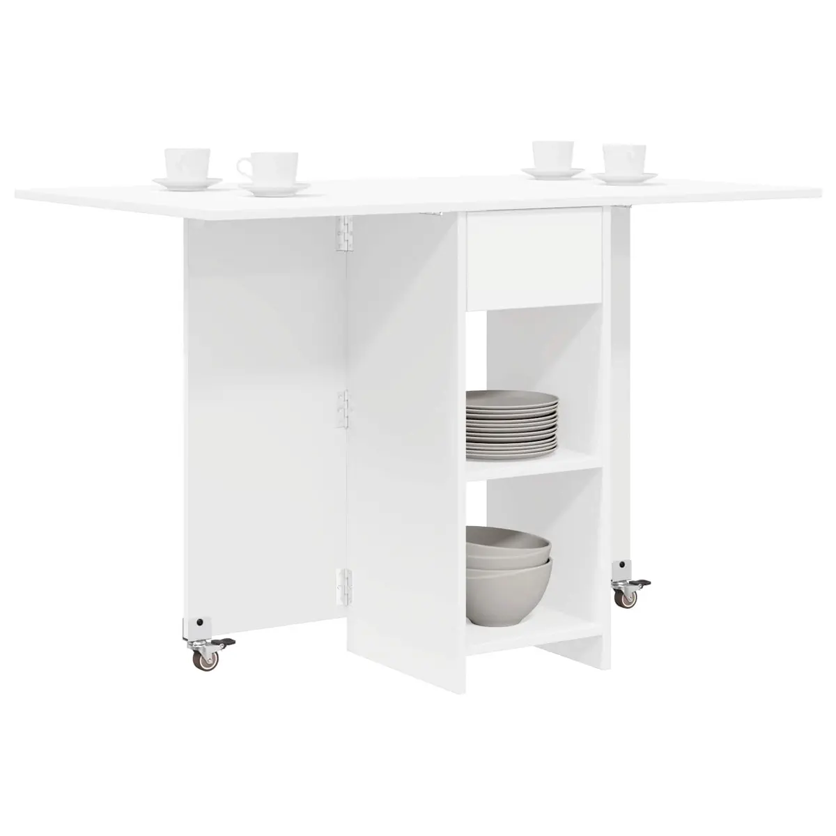 White Dining Table with Storage Shelves